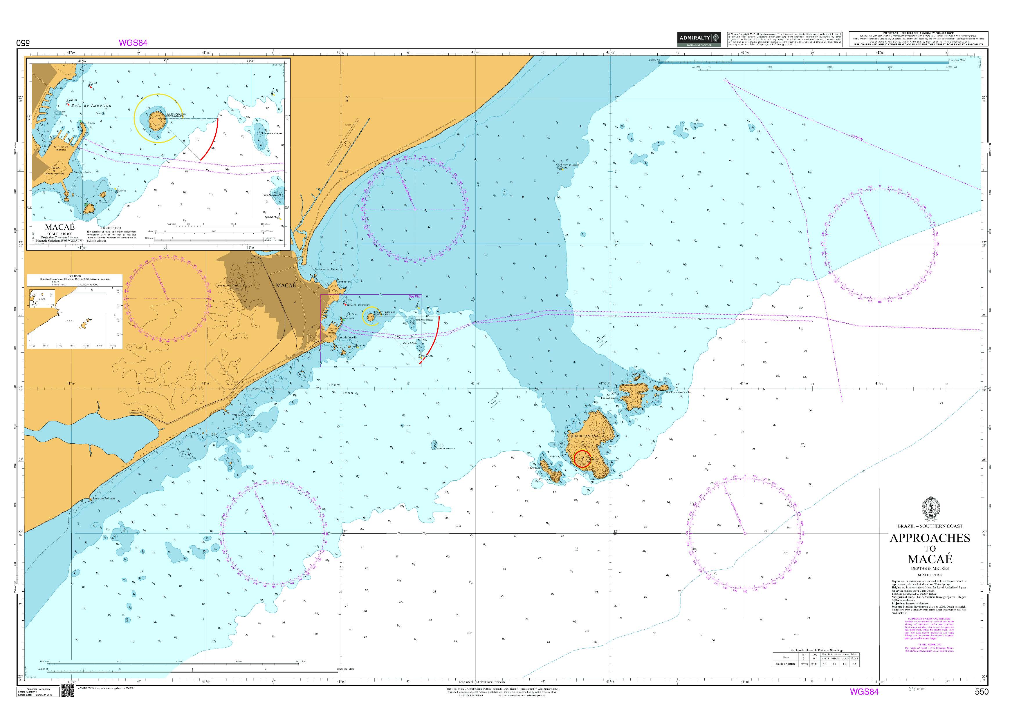 Nautical Chart 550 Approaches to Macaé