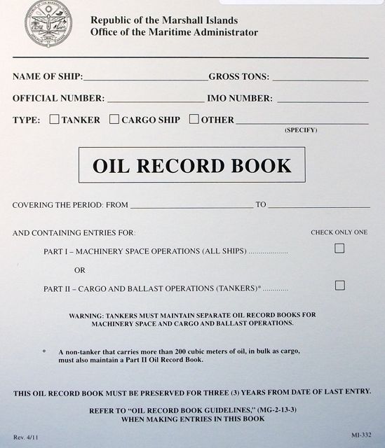 Marshall Isl. Oil Record Book